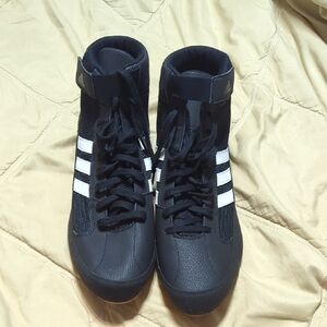 Adidas Men's Black and White High-Top Sneakers